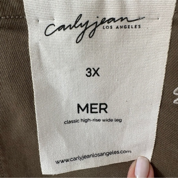 Carly Jean Los Angeles Classic High-Rise Wide Leg Pants 3X‎ - Khaki Green - NWT - Picture 9 of 13